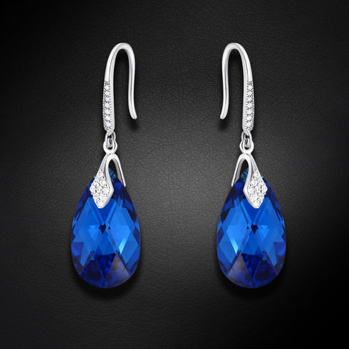 Серебряные серьги "Baroka III (Capri Blue Comet Argent Light)" с кристаллами Swarovski™